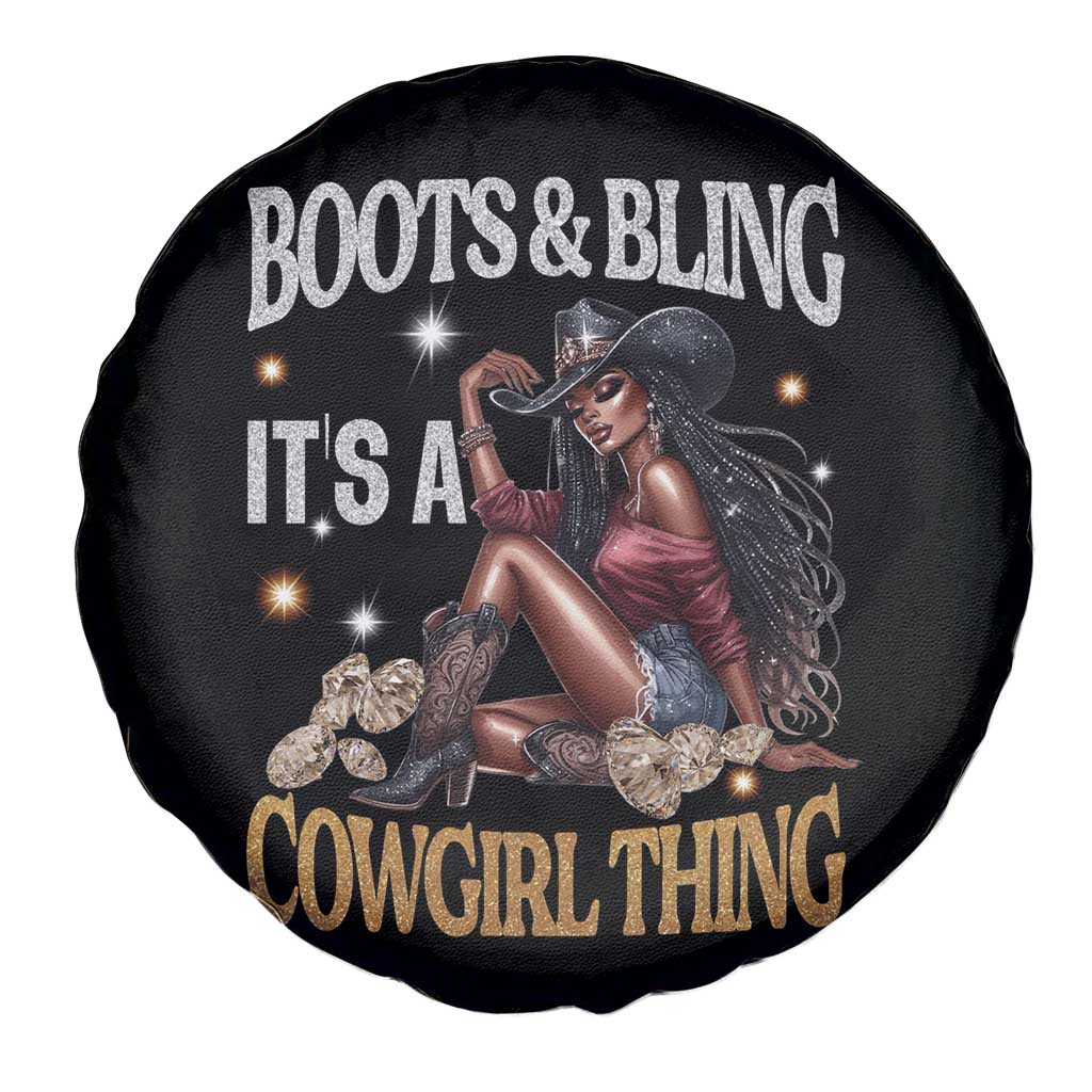Melanin Cowgirl Spare Tire Cover Boots & Bling It's A Cowgirl Thing Black History TS02 Print Your Wear
