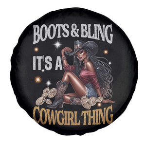 Melanin Cowgirl Spare Tire Cover Boots & Bling It's A Cowgirl Thing Black History TS02 Print Your Wear
