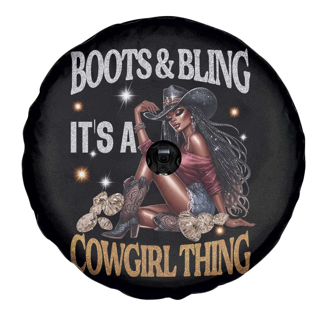 Melanin Cowgirl Spare Tire Cover Boots & Bling It's A Cowgirl Thing Black History TS02 Print Your Wear