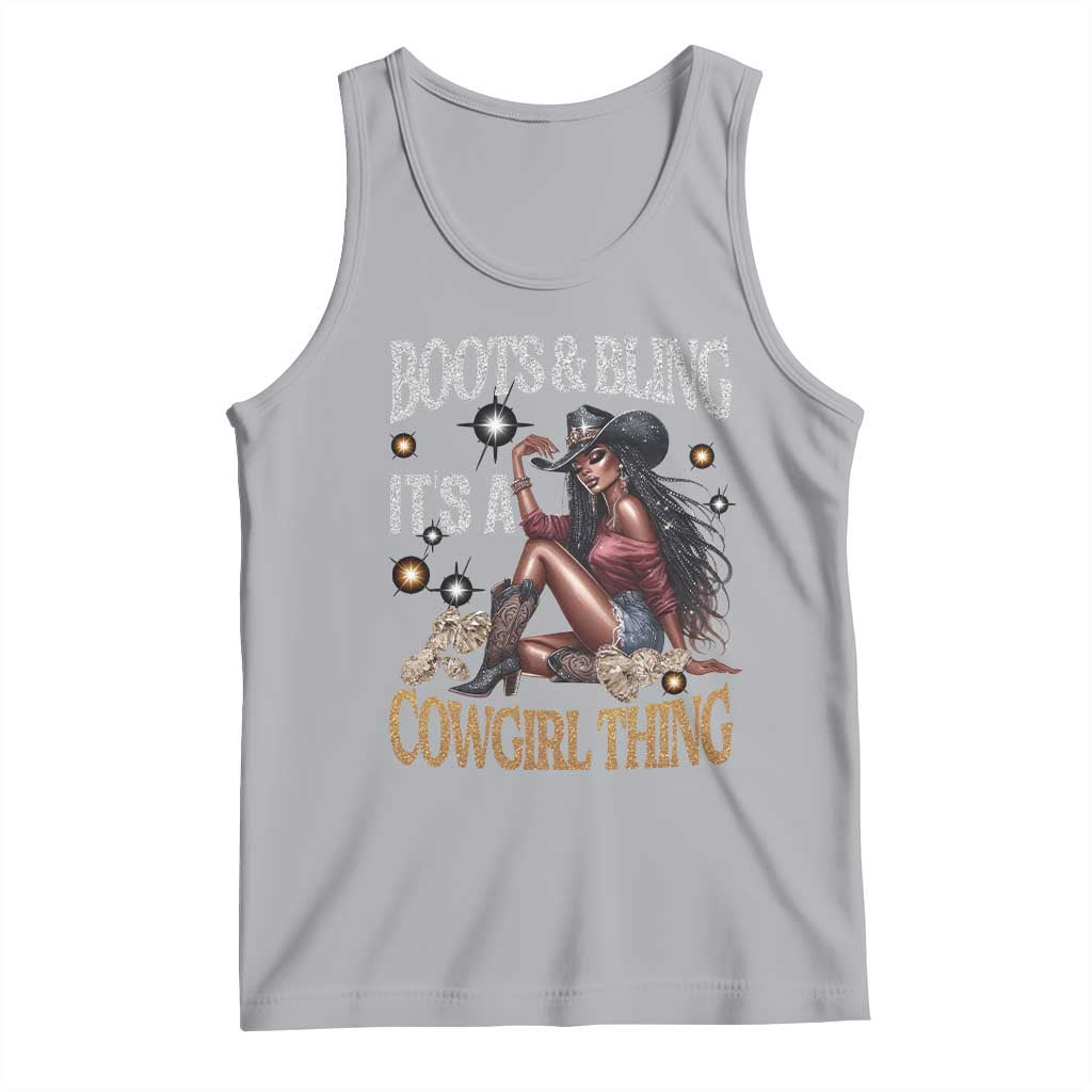 Melanin Cowgirl Tank Top Boots & Bling It's A Cowgirl Thing Black History TS02 Athletic Heather Print Your Wear