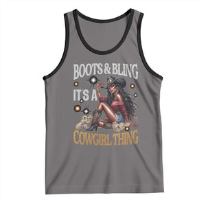Melanin Cowgirl Tank Top Boots & Bling It's A Cowgirl Thing Black History TS02 Deep Heather Black Print Your Wear