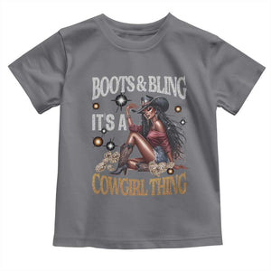 Melanin Cowgirl Toddler T Shirt Boots & Bling It's A Cowgirl Thing Black History TS02 Charcoal Print Your Wear