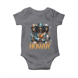 Howdy Melanin Cowgirl Baby Onesie Retro Western Rodeo African American Women Black History TS02 Charcoal Print Your Wear