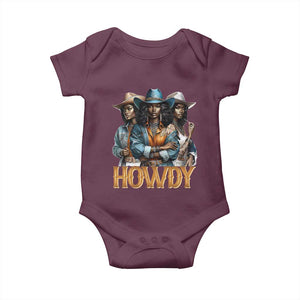 Howdy Melanin Cowgirl Baby Onesie Retro Western Rodeo African American Women Black History TS02 Maroon Print Your Wear