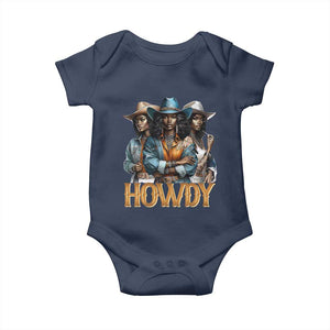 Howdy Melanin Cowgirl Baby Onesie Retro Western Rodeo African American Women Black History TS02 Navy Print Your Wear