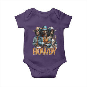 Howdy Melanin Cowgirl Baby Onesie Retro Western Rodeo African American Women Black History TS02 Purple Print Your Wear