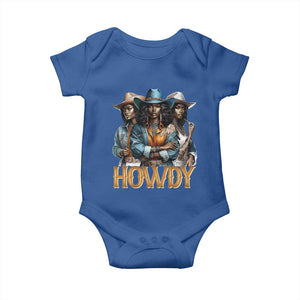 Howdy Melanin Cowgirl Baby Onesie Retro Western Rodeo African American Women Black History TS02 Royal Blue Print Your Wear