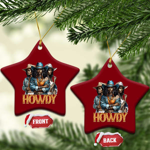 Howdy Melanin Cowgirl Ceramic Ornament Retro Western Rodeo African American Women Black History TS02 Print Your Wear