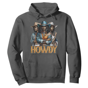 Howdy Melanin Cowgirl Hoodie Retro Western Rodeo African American Women Black History TS02 Dark Heather Print Your Wear