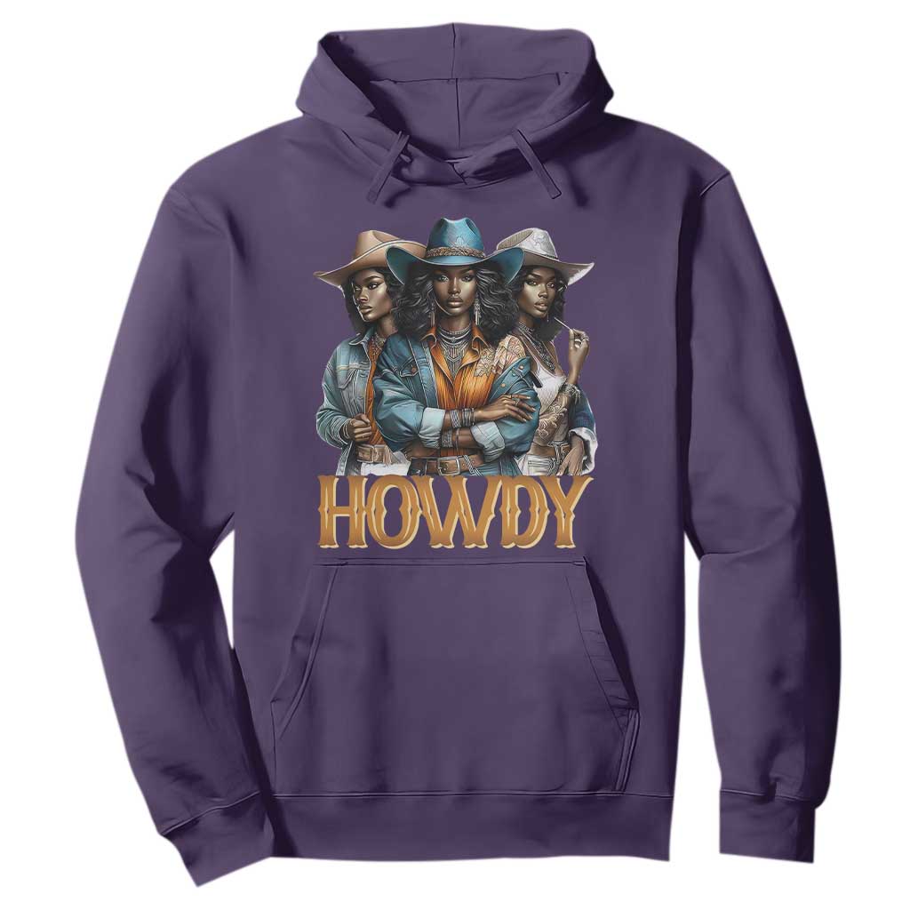 Howdy Melanin Cowgirl Hoodie Retro Western Rodeo African American Women Black History TS02 Purple Print Your Wear