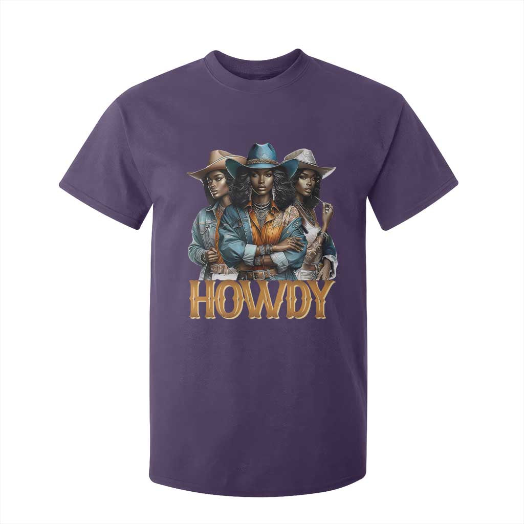 Howdy Melanin Cowgirl T Shirt For Kid Retro Western Rodeo African American Women Black History TS02 Purple Print Your Wear