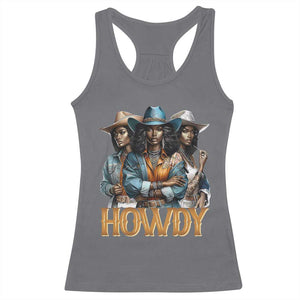 Howdy Melanin Cowgirl Racerback Tank Top Retro Western Rodeo African American Women Black History TS02 Charcoal Print Your Wear