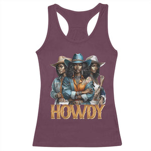 Howdy Melanin Cowgirl Racerback Tank Top Retro Western Rodeo African American Women Black History TS02 Maroon Print Your Wear