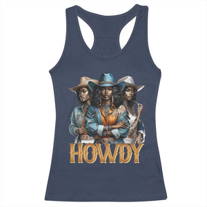 Howdy Melanin Cowgirl Racerback Tank Top Retro Western Rodeo African American Women Black History TS02 Navy Print Your Wear