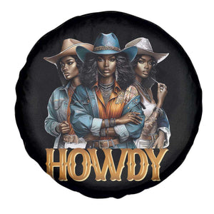 Howdy Melanin Cowgirl Spare Tire Cover Retro Western Rodeo African American Women Black History TS02 Print Your Wear