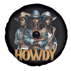 Howdy Melanin Cowgirl Spare Tire Cover Retro Western Rodeo African American Women Black History TS02 Print Your Wear