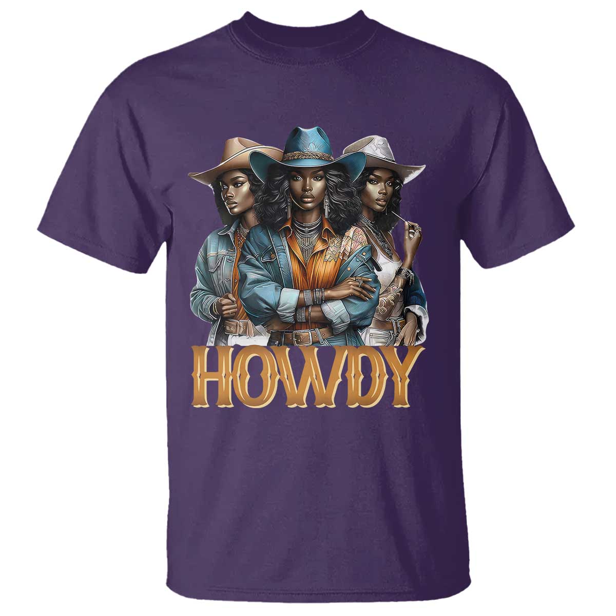 Howdy Melanin Cowgirl T Shirt Retro Western Rodeo African American Women Black History TS02 Purple Print Your Wear