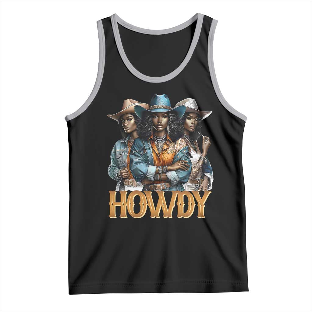 Howdy Melanin Cowgirl Tank Top Retro Western Rodeo African American Women Black History TS02 Black Athletic Heather Print Your Wear