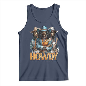 Howdy Melanin Cowgirl Tank Top Retro Western Rodeo African American Women Black History TS02 Navy Print Your Wear