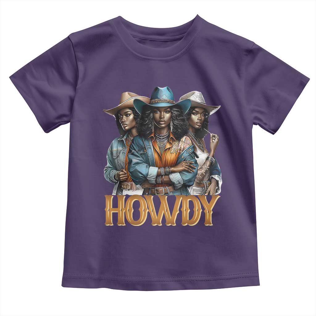 Howdy Melanin Cowgirl Toddler T Shirt Retro Western Rodeo African American Women Black History TS02 Purple Print Your Wear