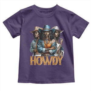 Howdy Melanin Cowgirl Toddler T Shirt Retro Western Rodeo African American Women Black History TS02 Purple Print Your Wear