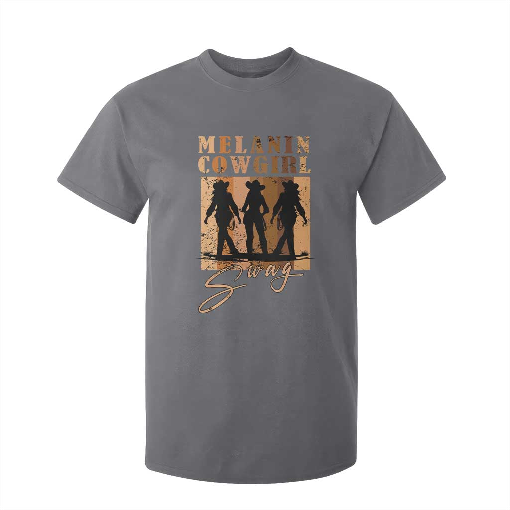 Melanin Cowgirl Swag T Shirt For Kid African American Cowgirls Black History Pride Retro TS02 Charcoal Print Your Wear