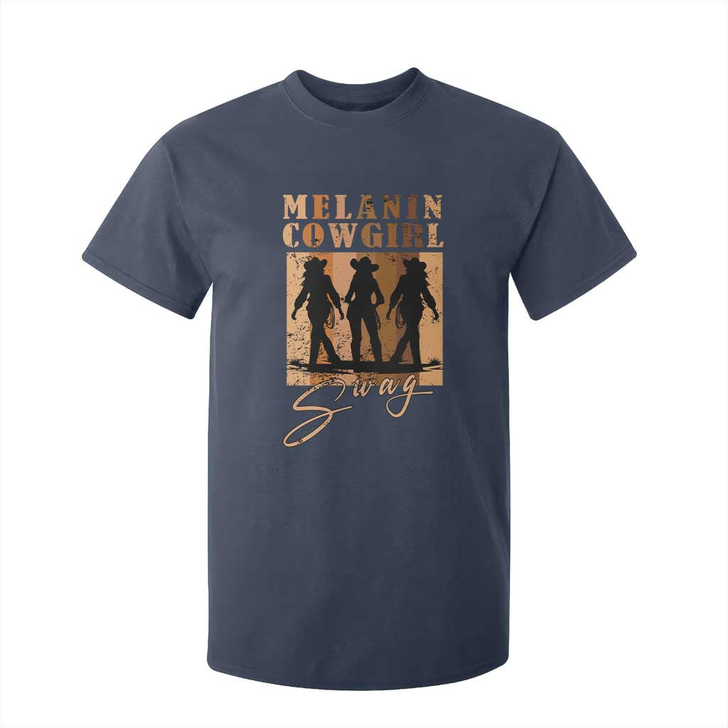 Melanin Cowgirl Swag T Shirt For Kid African American Cowgirls Black History Pride Retro TS02 Navy Print Your Wear