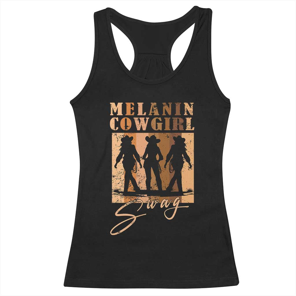 Melanin Cowgirl Swag Racerback Tank Top African American Cowgirls Black History Pride Retro TS02 Black Print Your Wear
