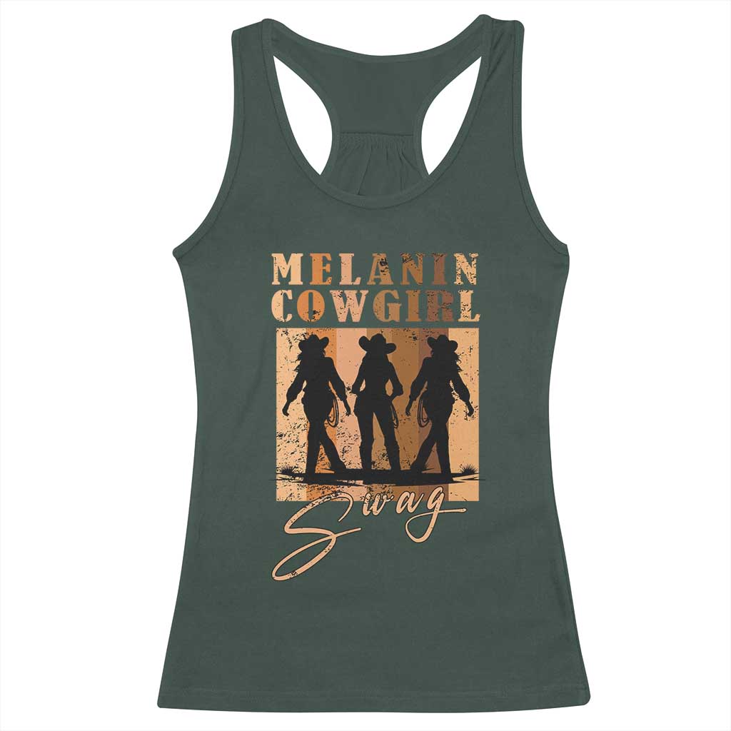 Melanin Cowgirl Swag Racerback Tank Top African American Cowgirls Black History Pride Retro TS02 Dark Forest Green Print Your Wear