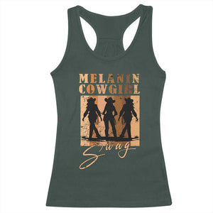 Melanin Cowgirl Swag Racerback Tank Top African American Cowgirls Black History Pride Retro TS02 Dark Forest Green Print Your Wear
