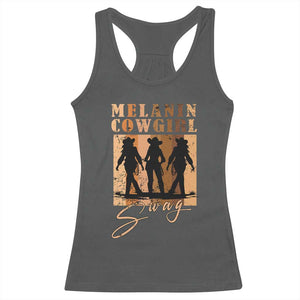 Melanin Cowgirl Swag Racerback Tank Top African American Cowgirls Black History Pride Retro TS02 Dark Heather Print Your Wear