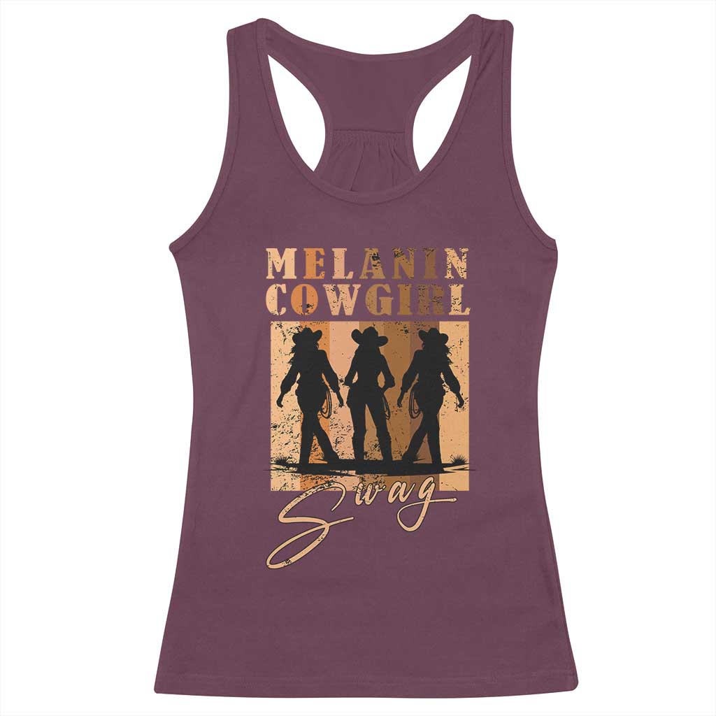 Melanin Cowgirl Swag Racerback Tank Top African American Cowgirls Black History Pride Retro TS02 Maroon Print Your Wear
