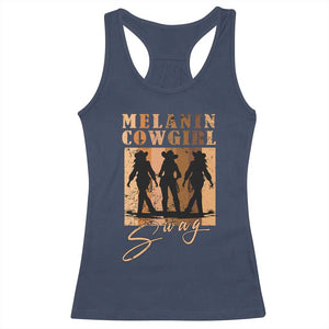 Melanin Cowgirl Swag Racerback Tank Top African American Cowgirls Black History Pride Retro TS02 Navy Print Your Wear