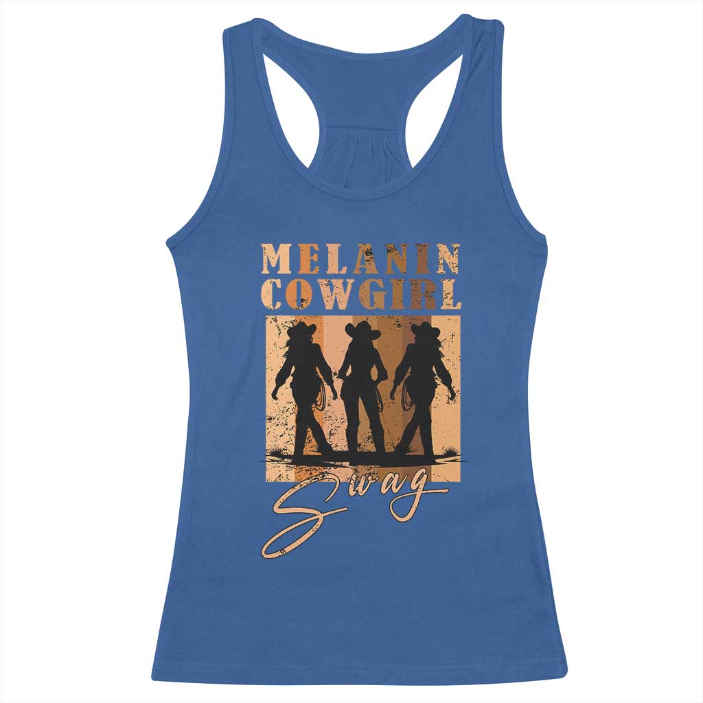 Melanin Cowgirl Swag Racerback Tank Top African American Cowgirls Black History Pride Retro TS02 Royal Blue Print Your Wear