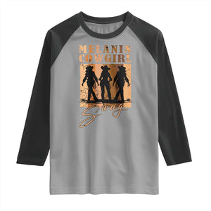 Melanin Cowgirl Swag Raglan Shirt African American Cowgirls Black History Pride Retro TS02 Sport Gray Black Print Your Wear