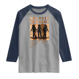 Melanin Cowgirl Swag Raglan Shirt African American Cowgirls Black History Pride Retro TS02 Sport Gray Navy Print Your Wear
