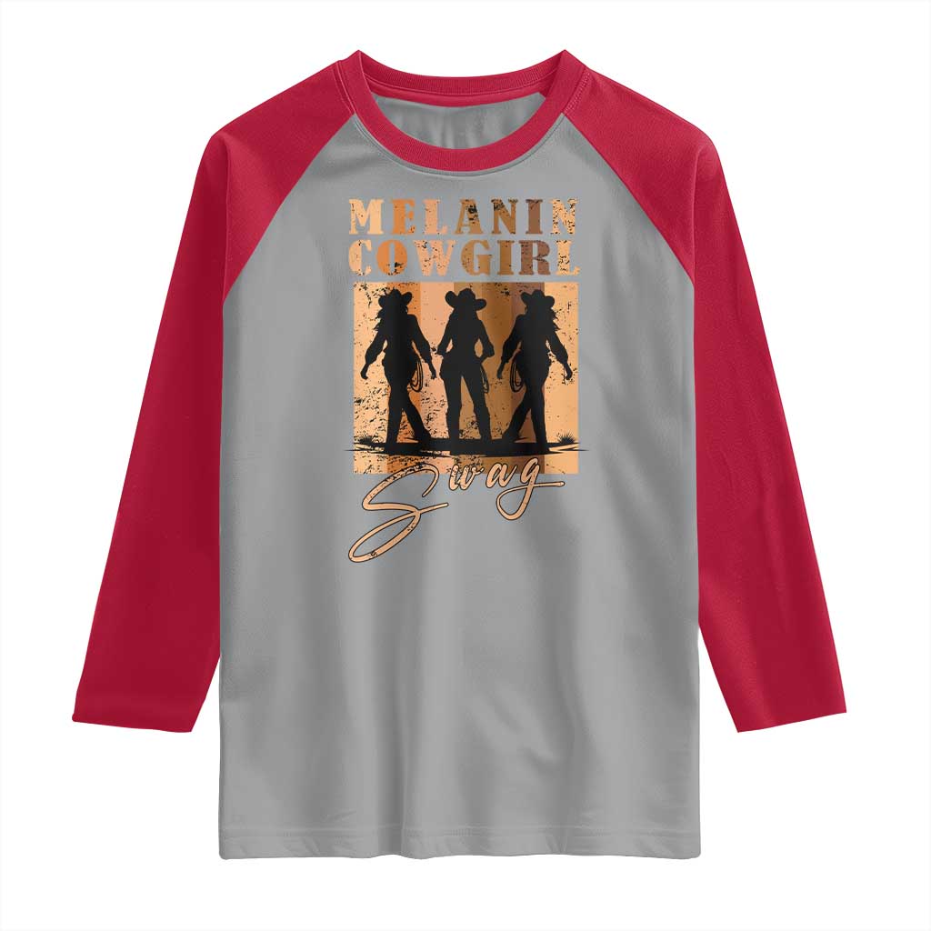 Melanin Cowgirl Swag Raglan Shirt African American Cowgirls Black History Pride Retro TS02 Sport Gray Red Print Your Wear