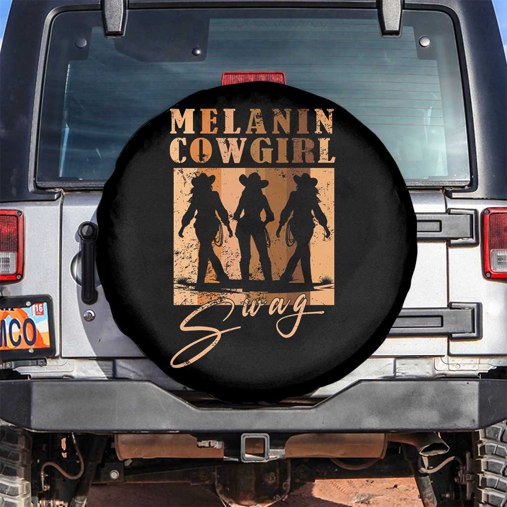 Melanin Cowgirl Swag Spare Tire Cover African American Cowgirls Black History Pride Retro TS02 No hole Black Print Your Wear