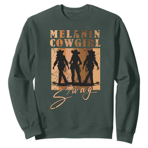 Melanin Cowgirl Swag Sweatshirt African American Cowgirls Black History Pride Retro TS02 Dark Forest Green Print Your Wear