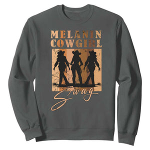 Melanin Cowgirl Swag Sweatshirt African American Cowgirls Black History Pride Retro TS02 Dark Heather Print Your Wear