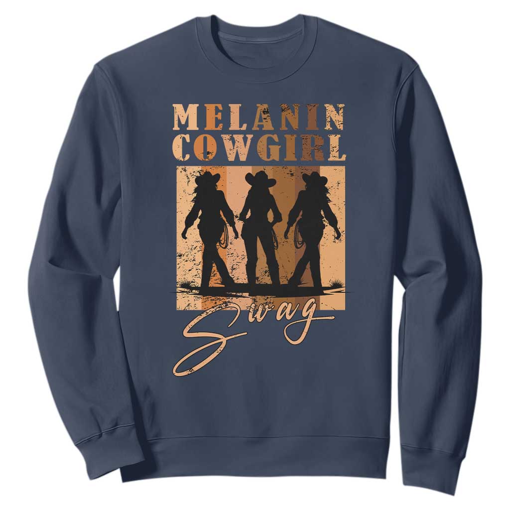 Melanin Cowgirl Swag Sweatshirt African American Cowgirls Black History Pride Retro TS02 Navy Print Your Wear