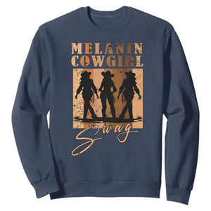 Melanin Cowgirl Swag Sweatshirt African American Cowgirls Black History Pride Retro TS02 Navy Print Your Wear