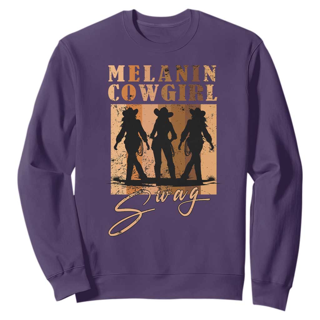 Melanin Cowgirl Swag Sweatshirt African American Cowgirls Black History Pride Retro TS02 Purple Print Your Wear