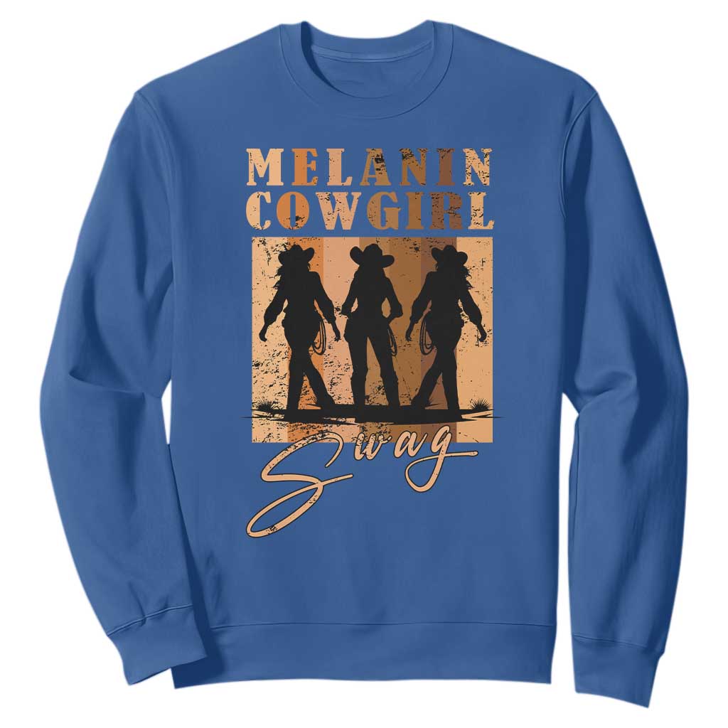 Melanin Cowgirl Swag Sweatshirt African American Cowgirls Black History Pride Retro TS02 Royal Blue Print Your Wear