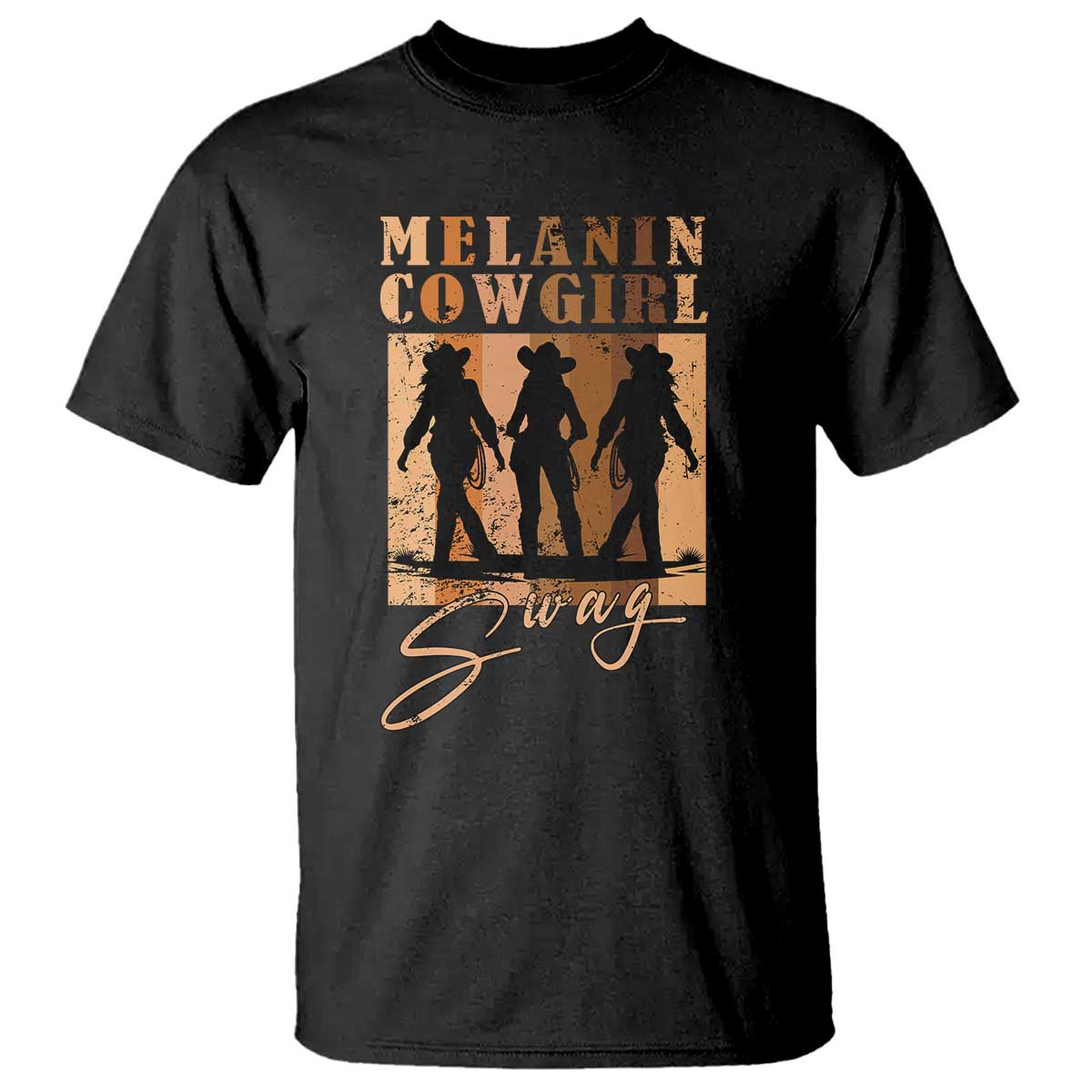 Melanin Cowgirl Swag T Shirt African American Cowgirls Black History Pride Retro TS02 Black Print Your Wear