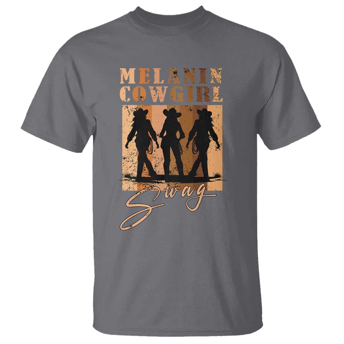 Melanin Cowgirl Swag T Shirt African American Cowgirls Black History Pride Retro TS02 Charcoal Print Your Wear