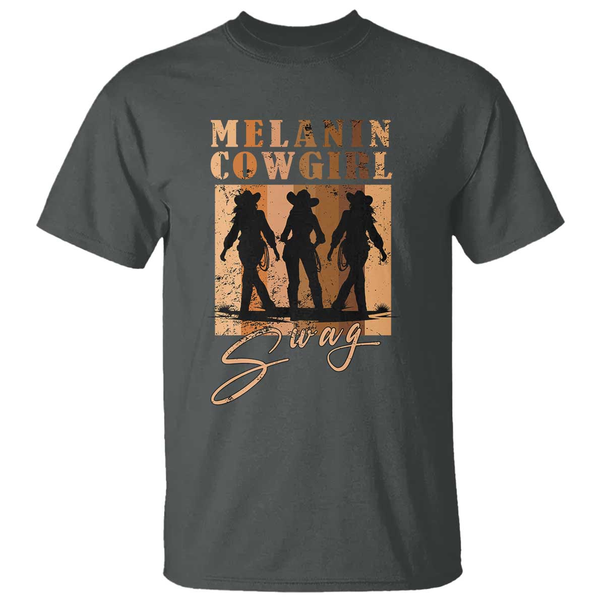 Melanin Cowgirl Swag T Shirt African American Cowgirls Black History Pride Retro TS02 Dark Heather Print Your Wear