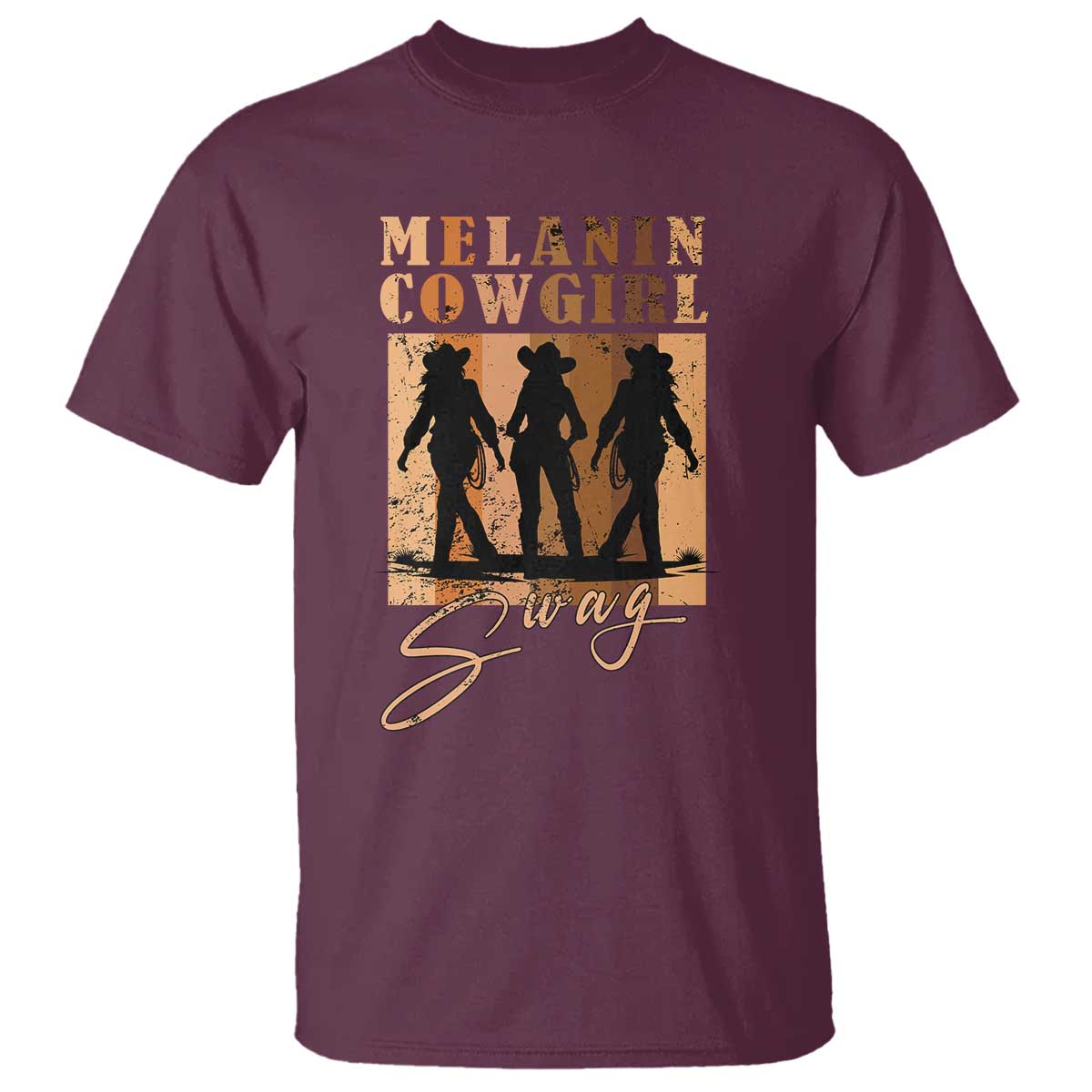 Melanin Cowgirl Swag T Shirt African American Cowgirls Black History Pride Retro TS02 Maroon Print Your Wear