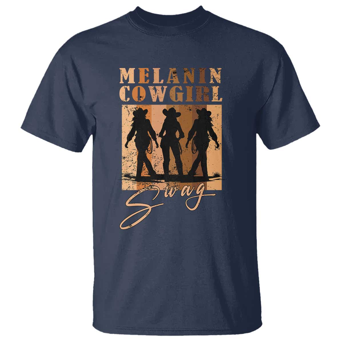 Melanin Cowgirl Swag T Shirt African American Cowgirls Black History Pride Retro TS02 Navy Print Your Wear