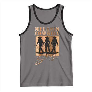 Melanin Cowgirl Swag Tank Top African American Cowgirls Black History Pride Retro TS02 Deep Heather Black Print Your Wear